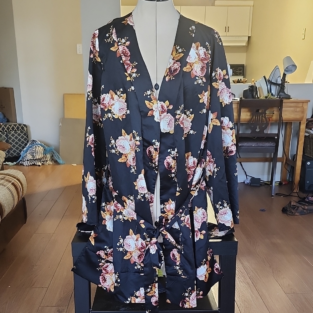 George Black Floral Robe